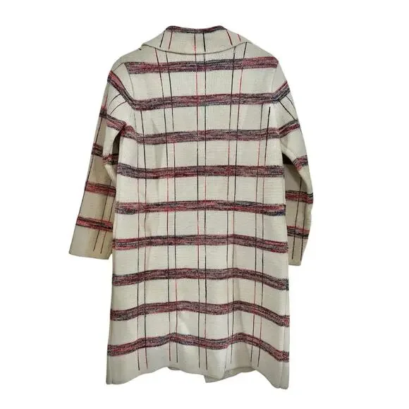 Vintage 70s Knit Fashion Plaid Long Cardigan Sweater Acrylic L Coastal Grandma - Picture 12 of 15